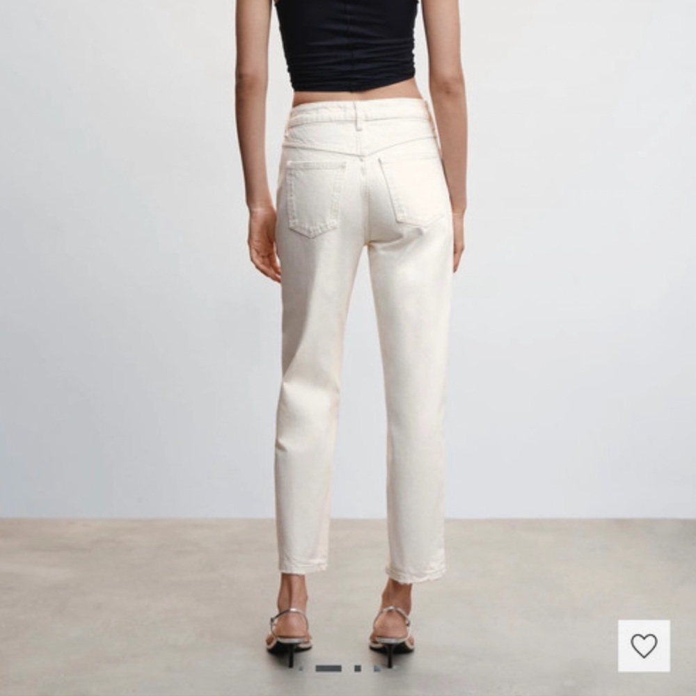 Mango Women's Straight Leg Cream White Jeans US 4 Small Mom jeans pants